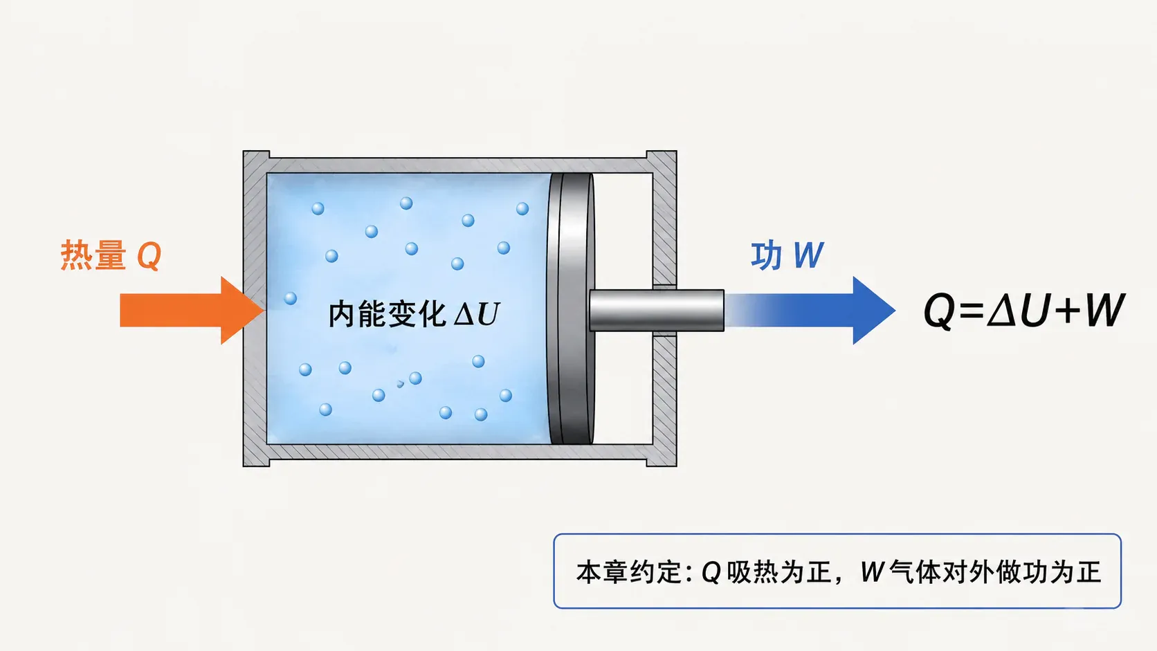 热力学第一定律把吸收的热量分成内能增加和气体对外做功