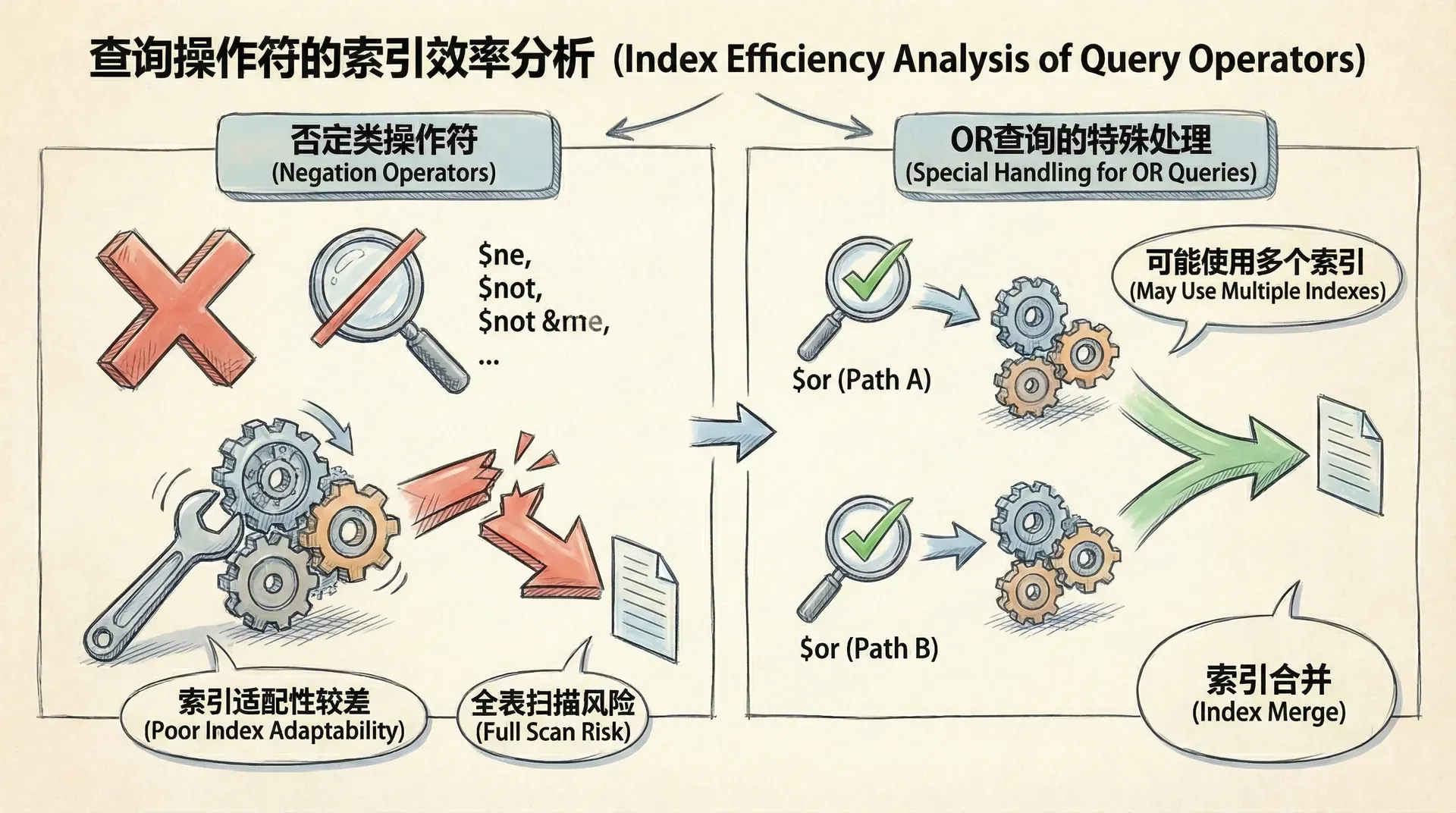 查询操作符的索引效率分析