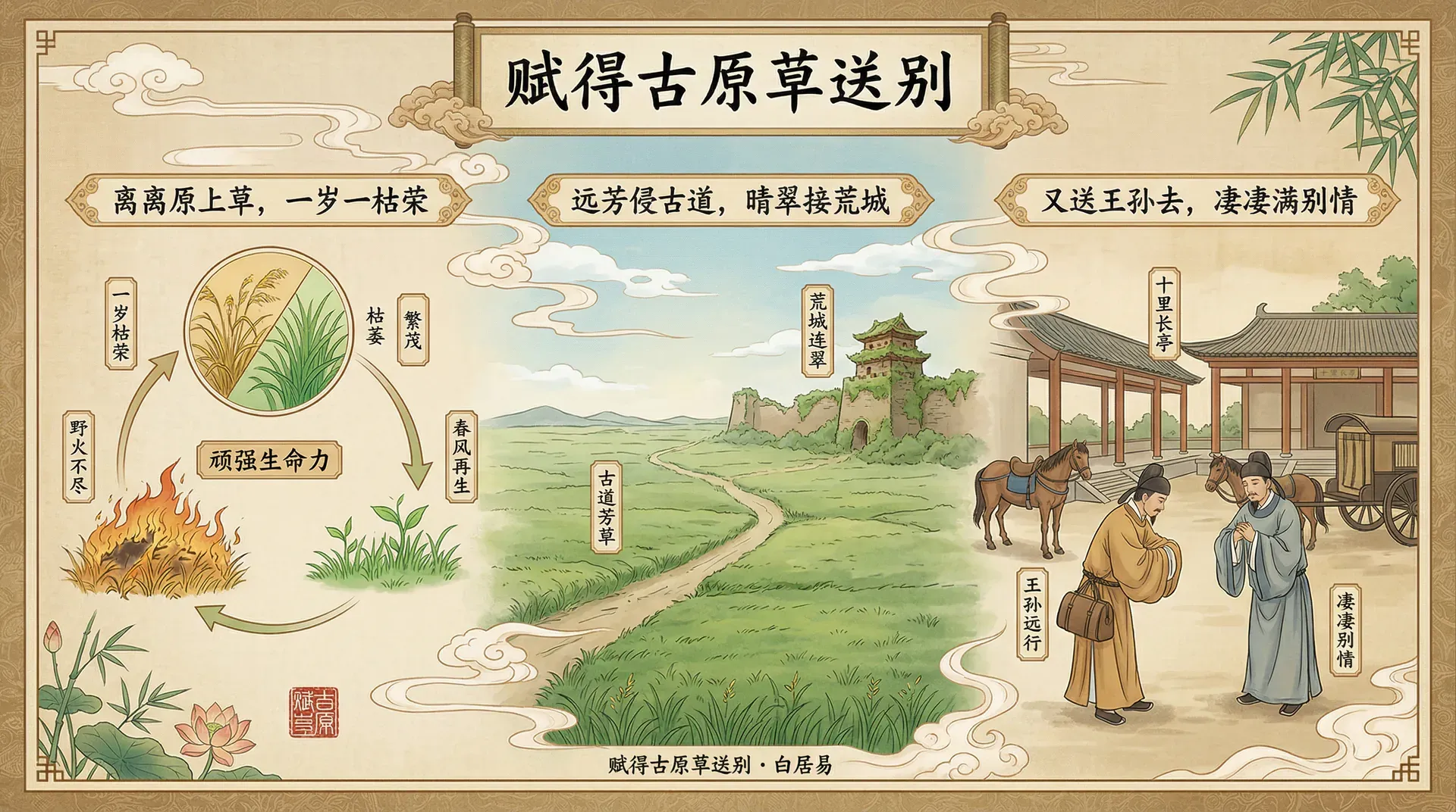 赋得古原草送别