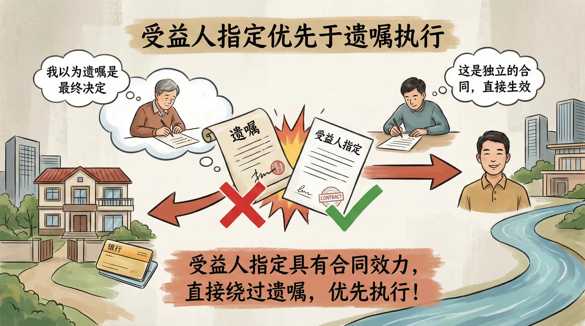 与遗嘱冲突的受益人安排